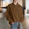 INCERUN Men Long Sleeve Bandage Eyelet Decorative Texture Casual Loose Pullover Tops