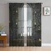 Gothic Vintage House Sheer Voile Curtains for Living Room Bedroom Kitchen Horror Theme Mysterious Landscape Tulle Window Curtain