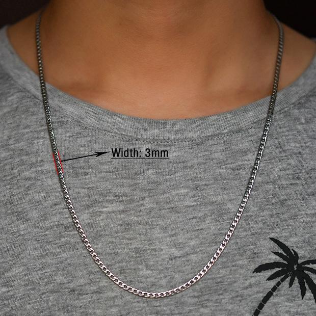 10 PCS Men's Necklace Round Link Cuban Chain Silver Stainless Steel Choker Punk Boy Women Jewelry Accessory Gift