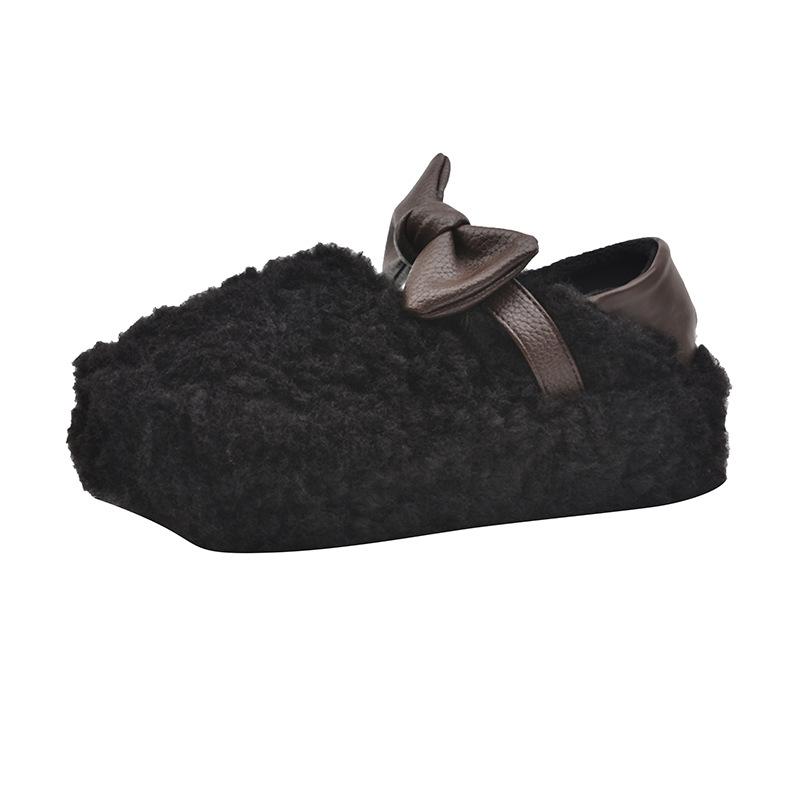 

Thick-soled casual bow, lazy one-pedal Doudou cotton shoes, women s 2025 autumn new two-wear Mao Mao shoes tide 35