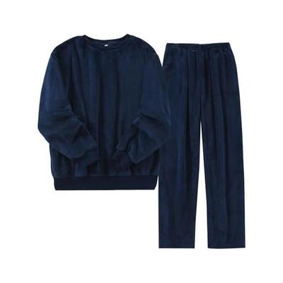 [KINGSHORE] Men's Pajamas, Winter, Brushed Lining, Flannel Room Wear, Blanket, Long Sleeve, Top and Bottom Set, Warm, Fluffy, Thermal, Cold