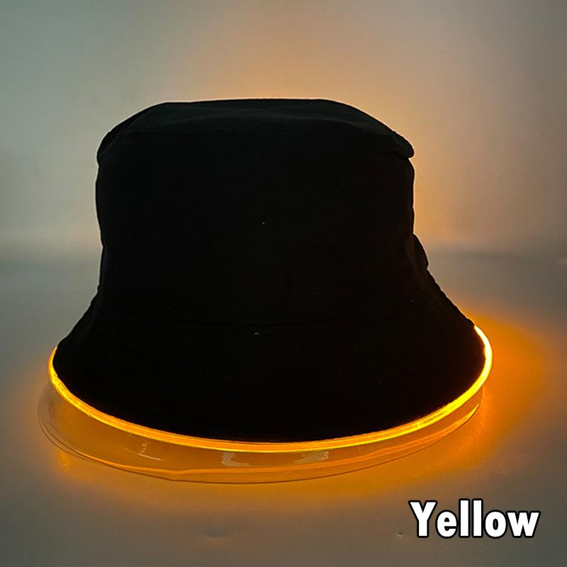 Night Club Dancing Party Performance LED Luminous Bucket Hat Colorful Neon Light Fishermen Caps Man Woman Glow Party Decor