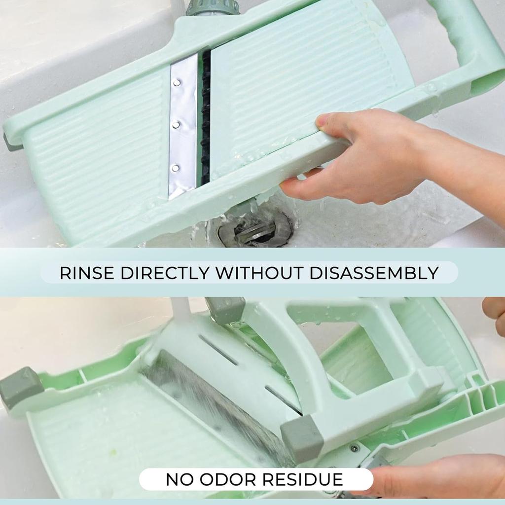 5-in-1 Adjustable Mandolin Slicer with Stainless Steel Blades, Julienne Slicer Adjustable Thickness 0.1-10mm, Safe Mandoline Food Slicer for Kitchen,