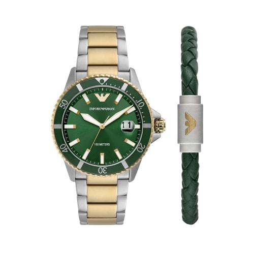 

Emporio Armani Three-Hand Date Two-Tone Stainless Steel Watch with Bracelet Set