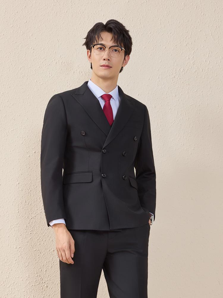 Men's Autumn/Winter Double-Breasted Suit Set - Professional Business Attire for Hotel Managers