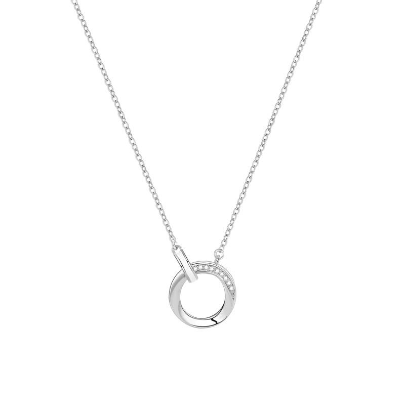 Mobius Ring Necklace Women'S Niche Exquisite Temperament Versatile Double Ring Epoxy Pendant Necklace Premium Durable