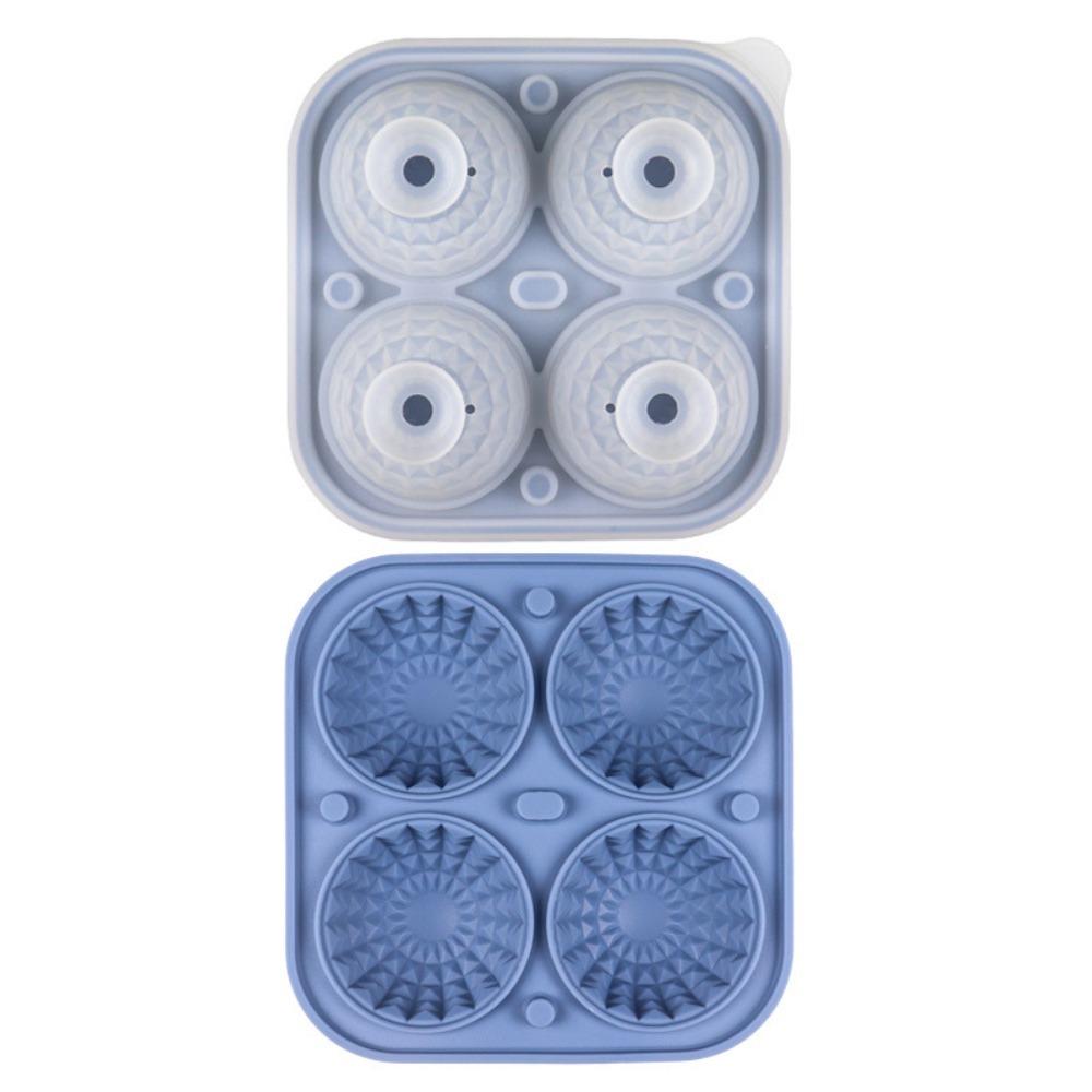 Spherical Silicone Ice Cube Tray Large Size with Lid Ice Ball Mold Round Shape 3D Sphere Ice Mold Kitchen Cocktail Drink