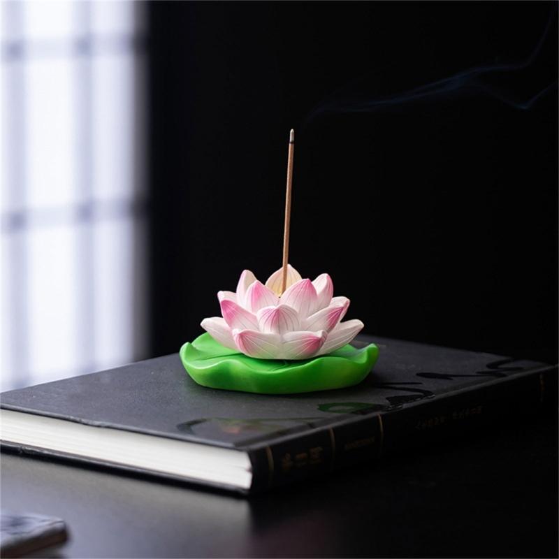Dekorativer Räucherhalter mit drehendem Lotos-Design mit Ascheauffangbehälter zur Stressbewältigung, Dekoration für Meditationsräume, Geschenk