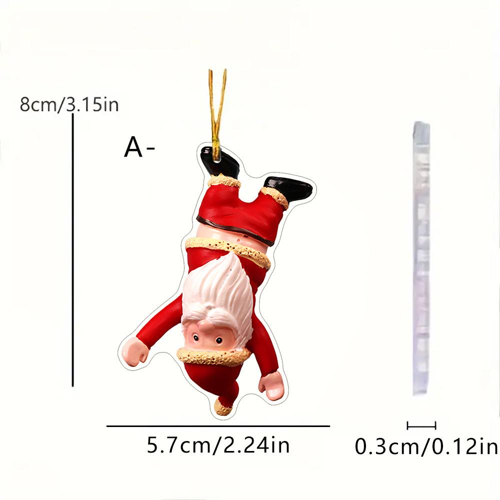 2D Christmas Santa Claus Leaky Butt Pendant Resin Creative Hanging Santa Claus Toy Theme Funny for Xmas Tree Decorations
