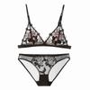 French rimless triangle cup underwear sexy lace thin cotton bra rose embroidered rabbit ear bra set