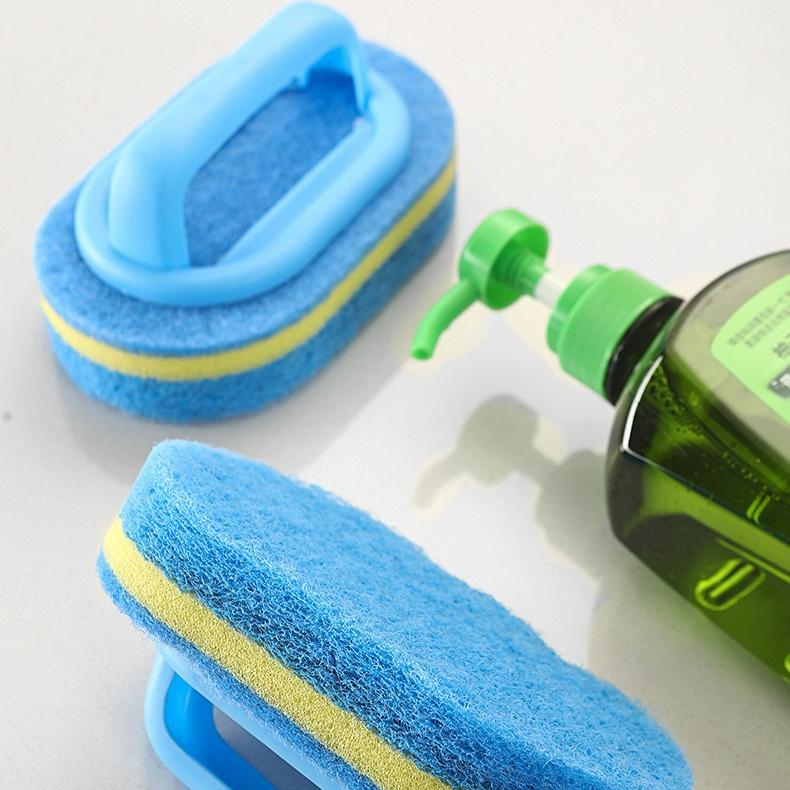 1/3pcs Powerful Stain Removal Cleaning Sponge Brush - Durable Handle Sponge for Bathroom, Bathtub, Tile, Kitchen