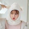 Cute Bear Ear Hat Scarf Windproof Plush Hat Scarf Fashion Winter Warm Hedging Cap  Outdoor