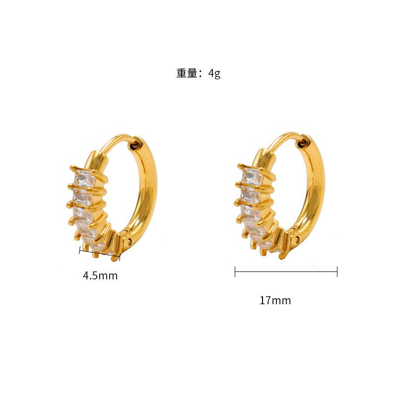 Fashion Inlaid Claw Zircon Earrings For Women, French Light Luxury Temperament 316 Stainless Steel Exquisite And Simple