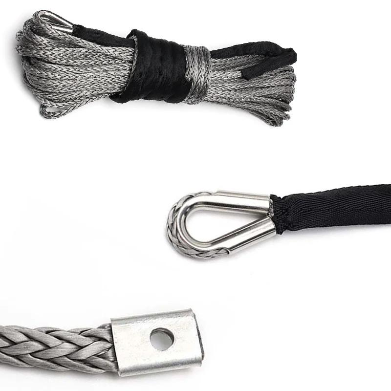 23000LBS Car Synthetic Winch Rope Line Grey Recovery Cable 4WD ATV Heavy Duty Rope Wrapped In A Loop 10MMx30M