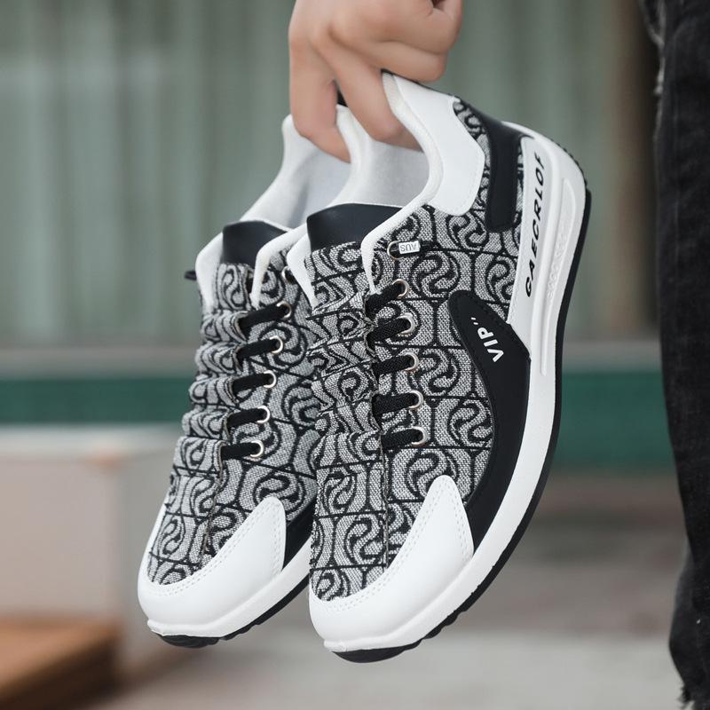 

New bear canvas shoes fashionable versatile breathable men s shoes comfortable soft sole trendy color matching sports shoes 44