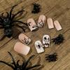 Spooky Halloween Nail Art Set: Spiderweb, Skull, Ghost, Moon & Cross Design Fake Nails