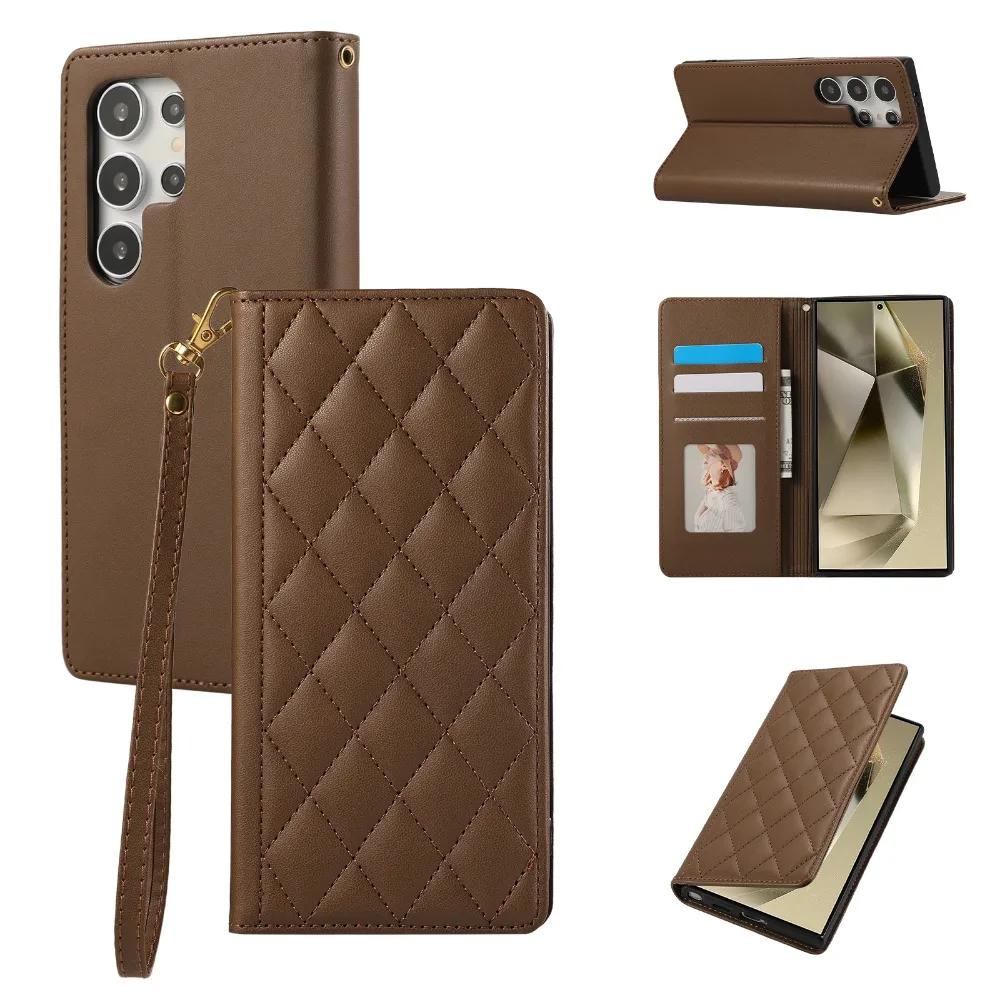 Wrist Strap Leather Phone Case for Samsung Galaxy A06 A16 A15 A35 A55 A25 A14 A24 A34 A54 A33 A53 Wallet with Card Holder Cove