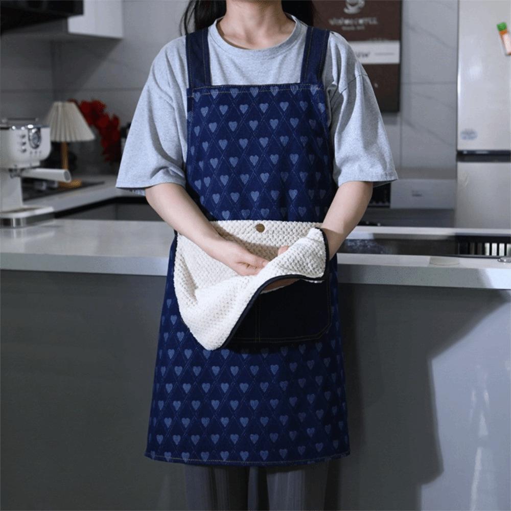 Fashion Cross Strap Style Apron Can Wipe Hands Sleeveless Cooking Baking Bibs Catering Waiter Work Clothes Unisex