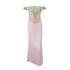 European and American women's clothing summer new French sweet slim-fitting high-waisted satin pleated color matching tube top dress