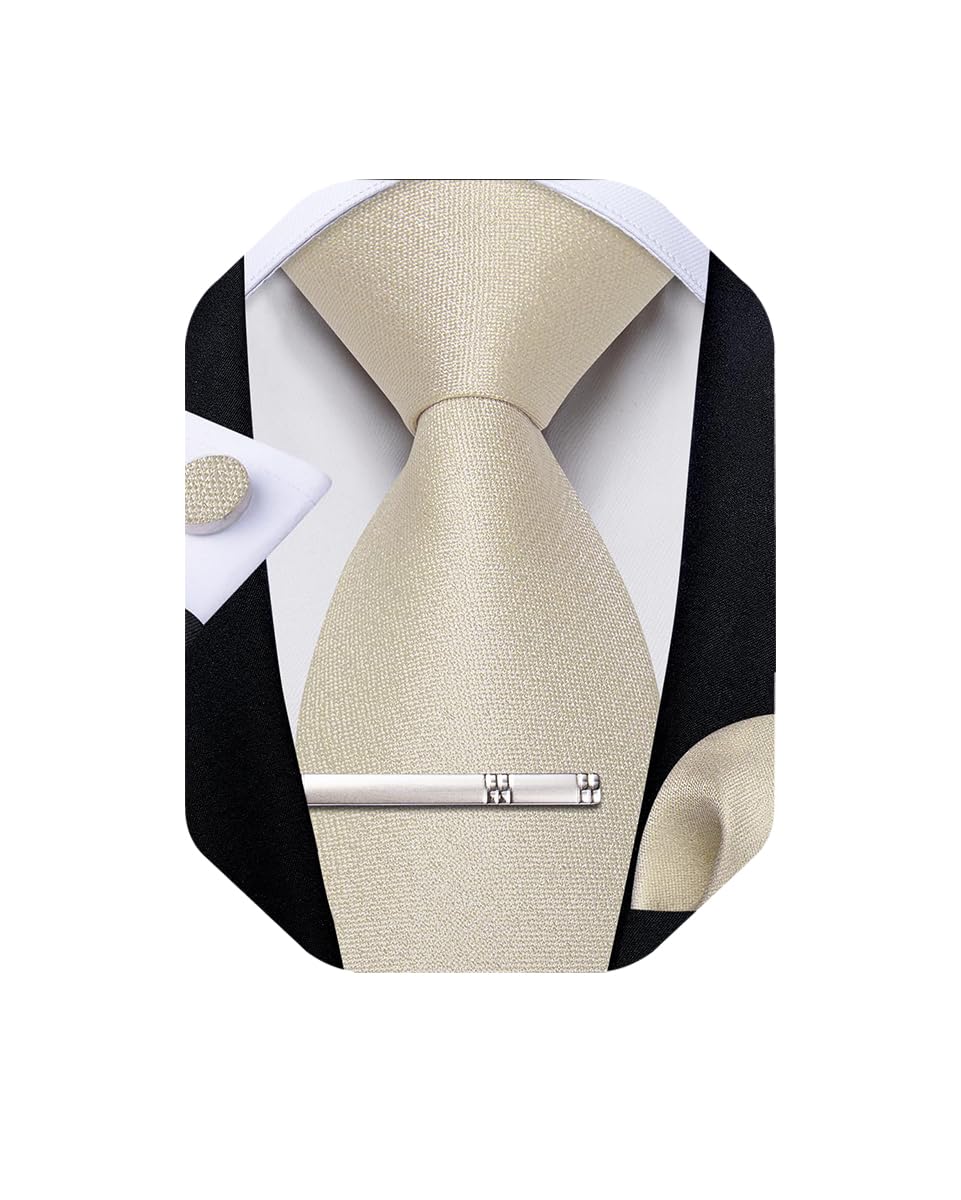 [DiBanGu] Champagne-colored checkered necktie set for weddings, entrance ceremonies, graduation ceremonies, etc.