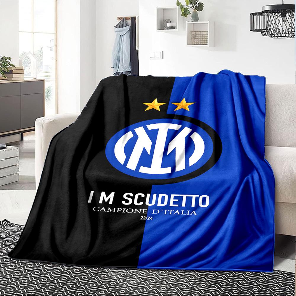1pc Internazionale Milano Blanket, Gift, for Men and Women, Soft Blanket, Good for Sofa Bed Couch Travel, Lightweight Flannel Blanket