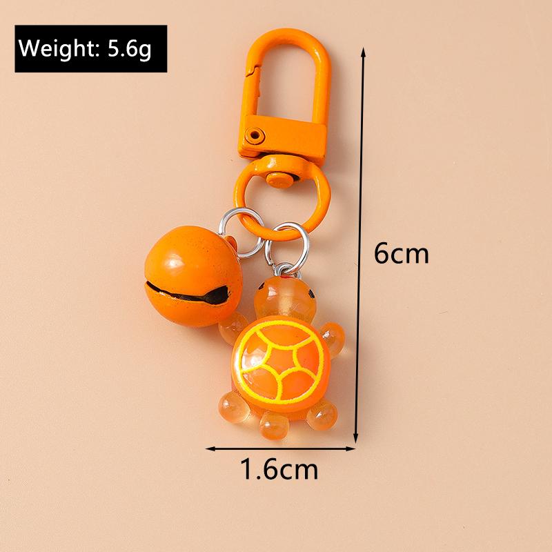Cute Resin Turtle Tortoise Keychain Small Bell Key Rings for Car Key Holder Women Girls Handbag Pendant DIY Kid's Jewelry Gift