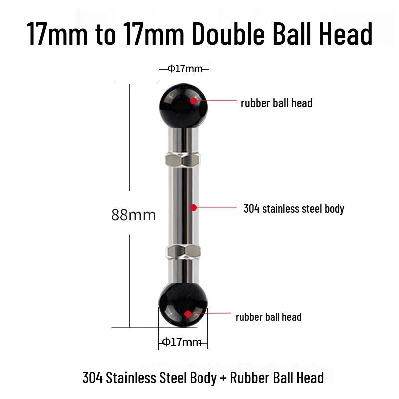 

Dual Ball Head Non-Slip Stainless Steel Phone Holder with Durable Rubber Encasing and Firm Clamp Base for Extension Use