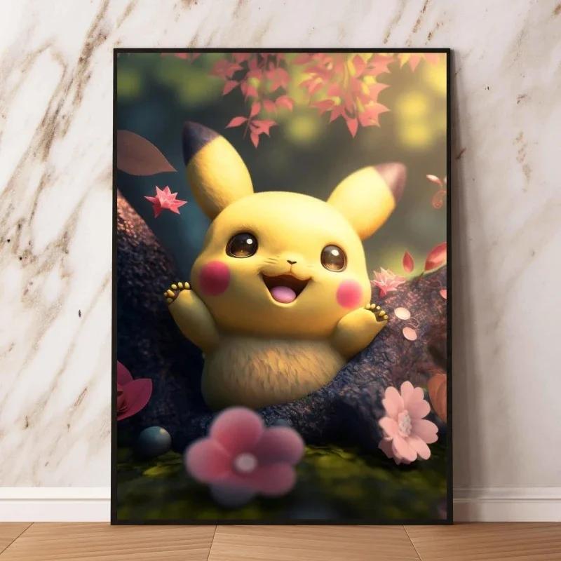 Pikachu Canvas Prints Cute Anime Poster Decor Paintings Modern Living Room Cartoon Character Picture Wall Decor Gifts