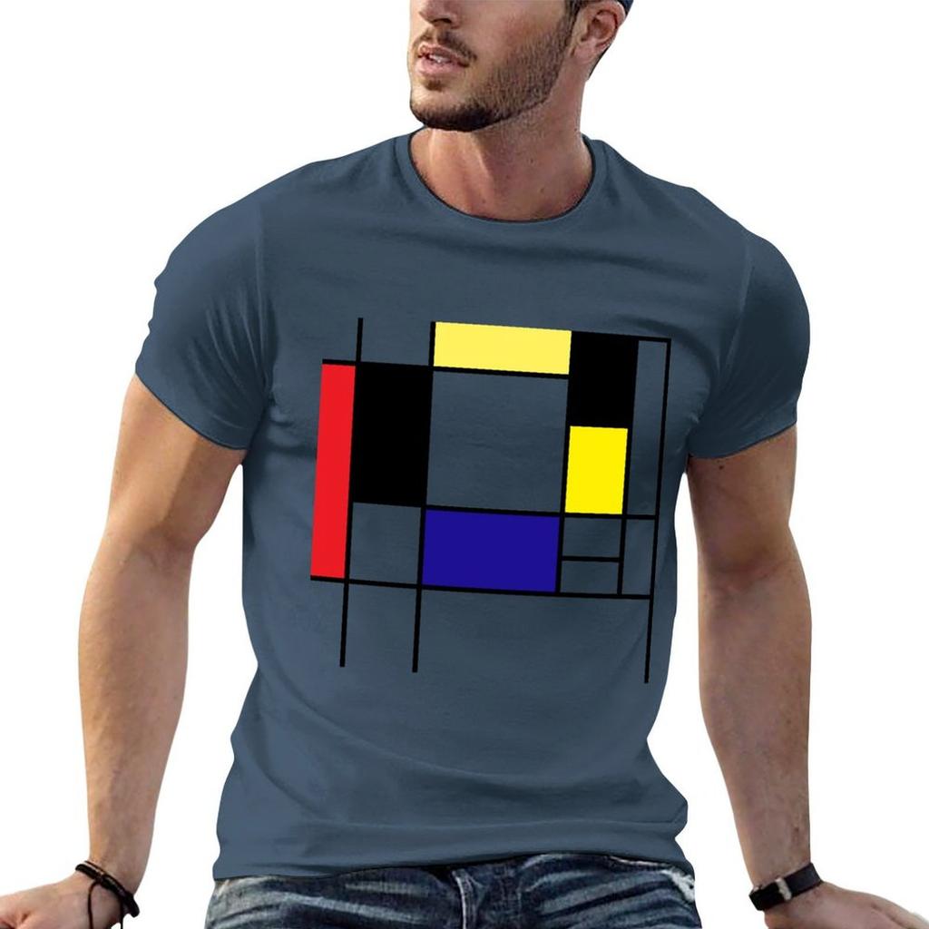 Mondrian Art Minimalist Red White Blue Yellow Black Tshirt Holiday All Match Tshirt