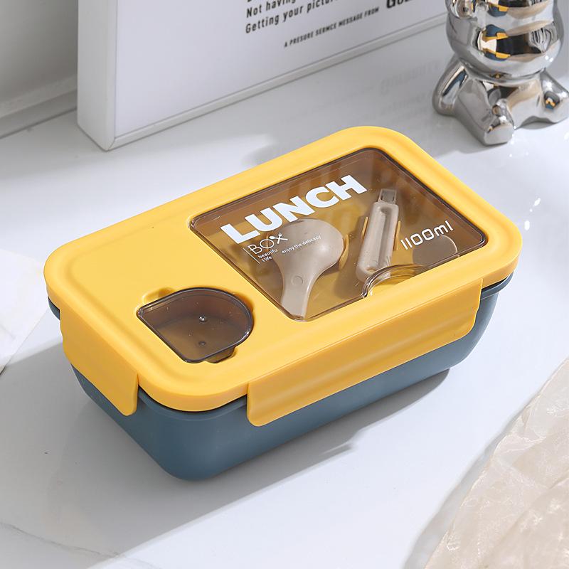 Microwavable Japanese-Style Wheat Straw Lunch Box Set with Compartments for Students and Office Workers