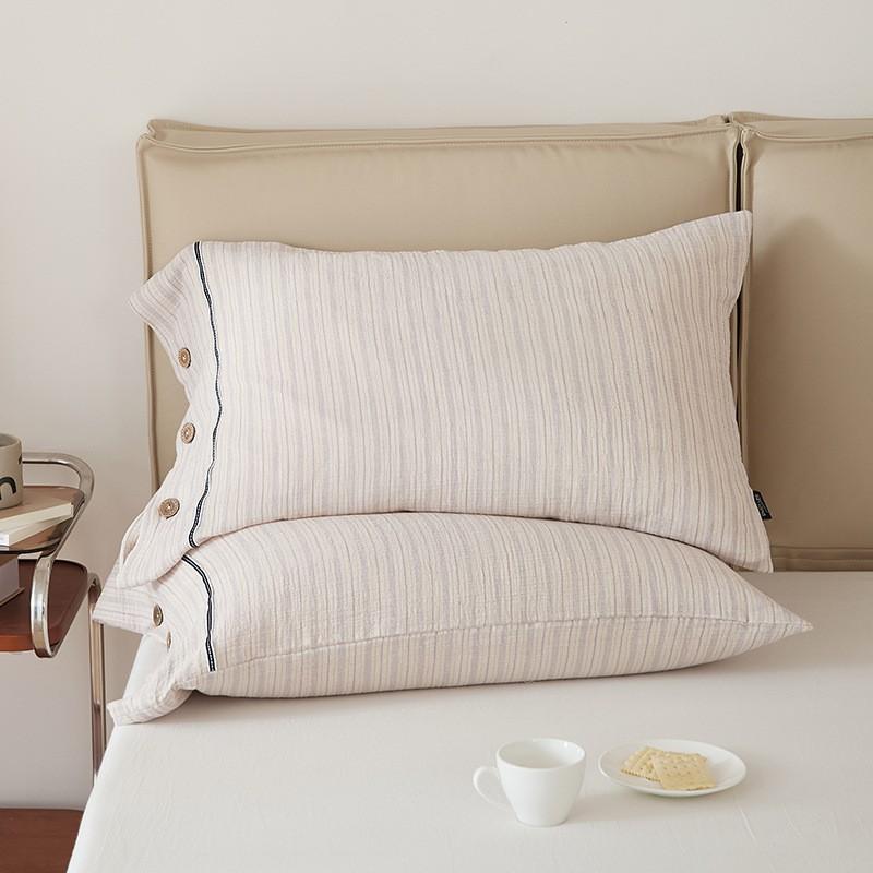 Soft Breathable Double Layer Cotton Pillowcase Set 48x74cm Single Bed Japanese Style