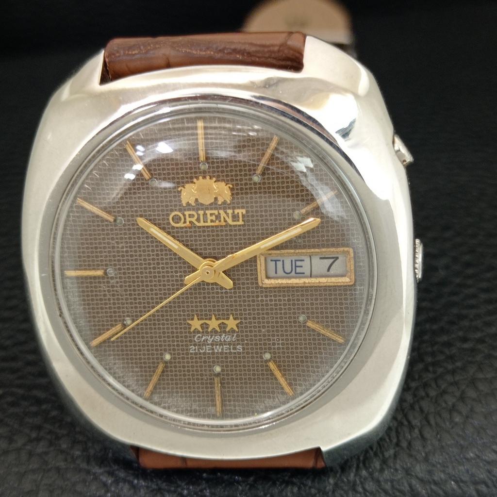AUTOMATIC 46941 VINTAGE ORIENT CRYSTAL JAPAN MENS ORIGINAL DIAL WATCH a704909-1