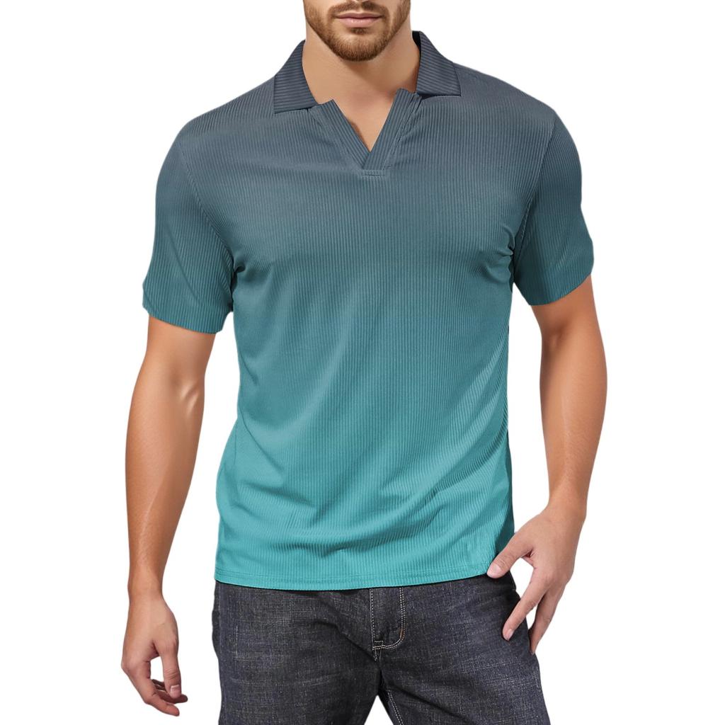 Men's Fashion Printed V-Neck Short Sleeve Top Golf T-Shirt