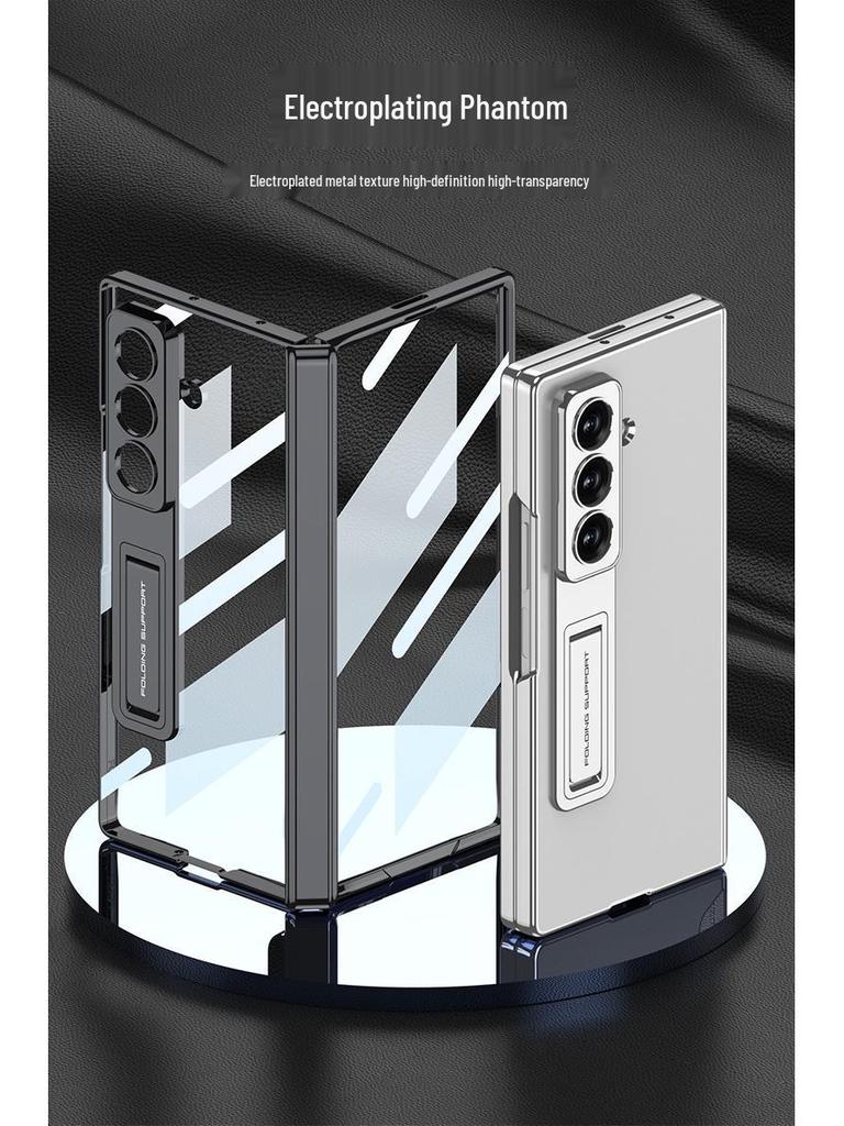 Samsung Z Fold7 Magnetisches Scharnier Schutzhülle mit Ständer und Transparenter Schale