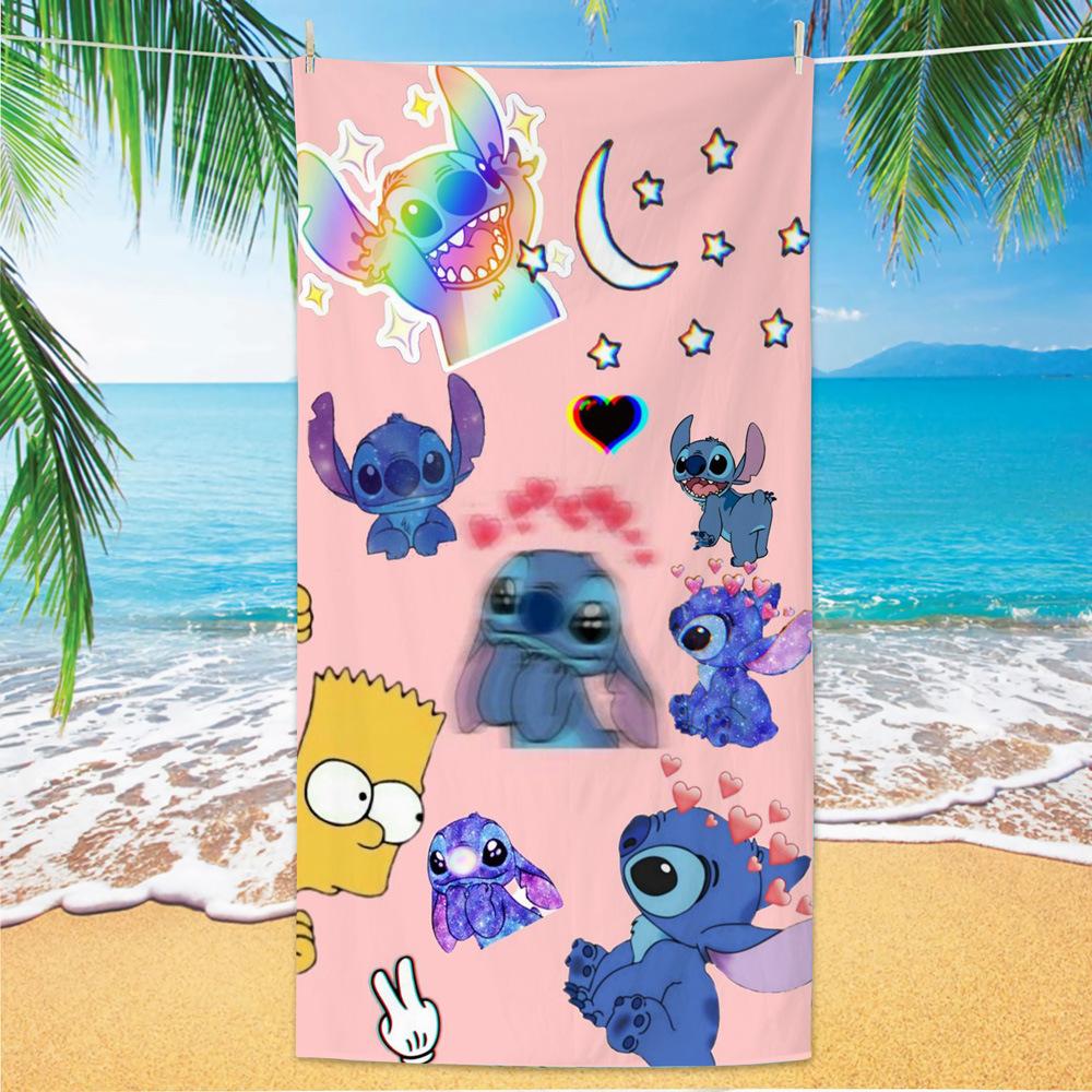 American Cartoon Figure Print Thick Microfiber Beach Towel Quick Dry Bath Blanket For Kids