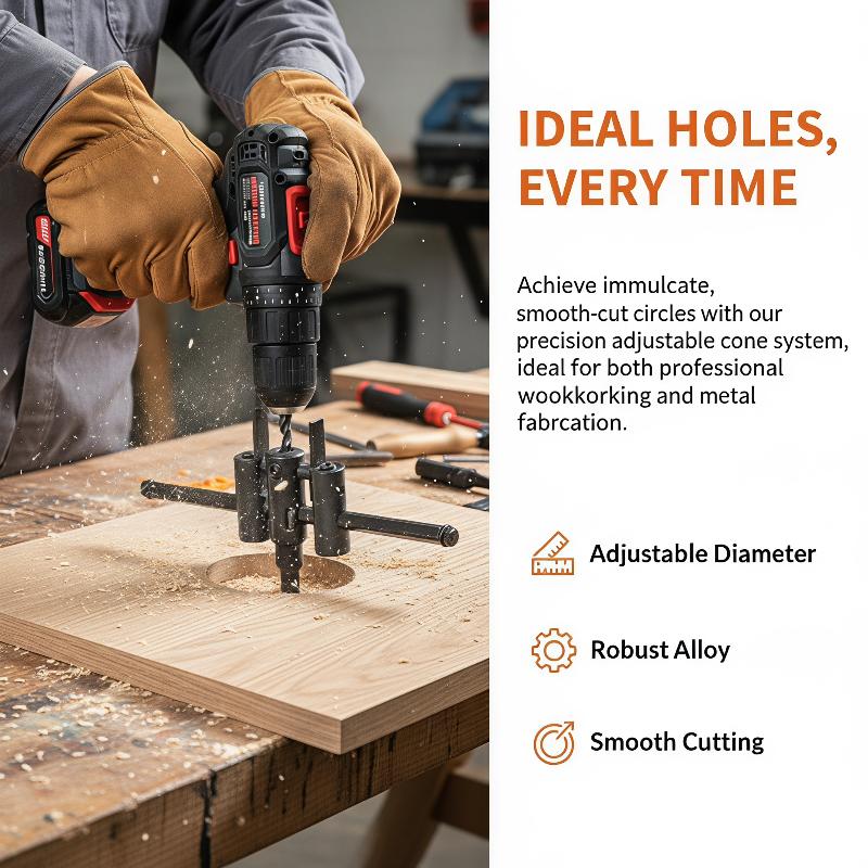 Adjustable Wood Hole Saw Drill Bit Easy Operate Hole Cutter for Beginner Carpenter Home DIY Repair Projects