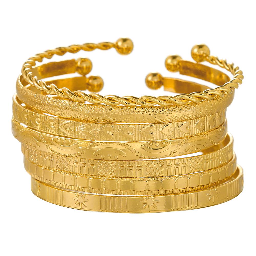 Bohemian-Style 12-Piece Multi-Layer Alloy Bracelet Set for Women