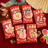 6pcs Gilded Lucky Money Bag Solid Red Packet Creative Cartoon Snake  Red Envelope  2025 Year