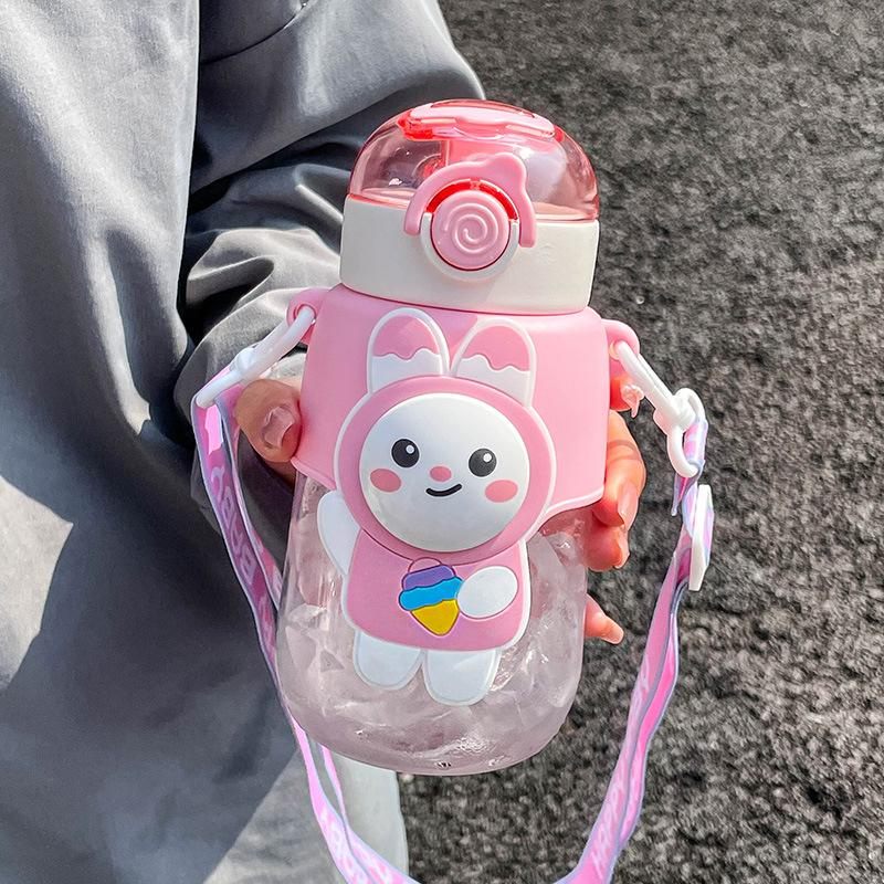 

Новые милые бутылки для воды для девочек, детская школьная чашка-непроливайка, летняя портативная пластиковая чашка для воды, термостойкая соломенная чашка с защитой от капель 680ml With3D sticker