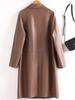 Women's Mid-Length Genuine Sheepskin Leather Jacket - Loose Slimming Trench Coat, Autumn/Winter 2025 Collection