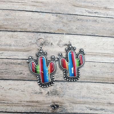 Creative Retro Cactus Lace Earrings Colorful Dripping Oil Cactus Ear Accessories