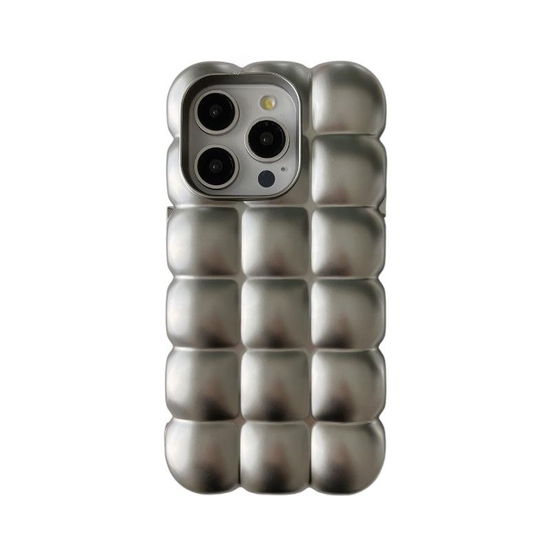Matte silver bubble case, suitable for iPhone15 Apple 16Pro max mobile phone case, new 13/12 premium sense