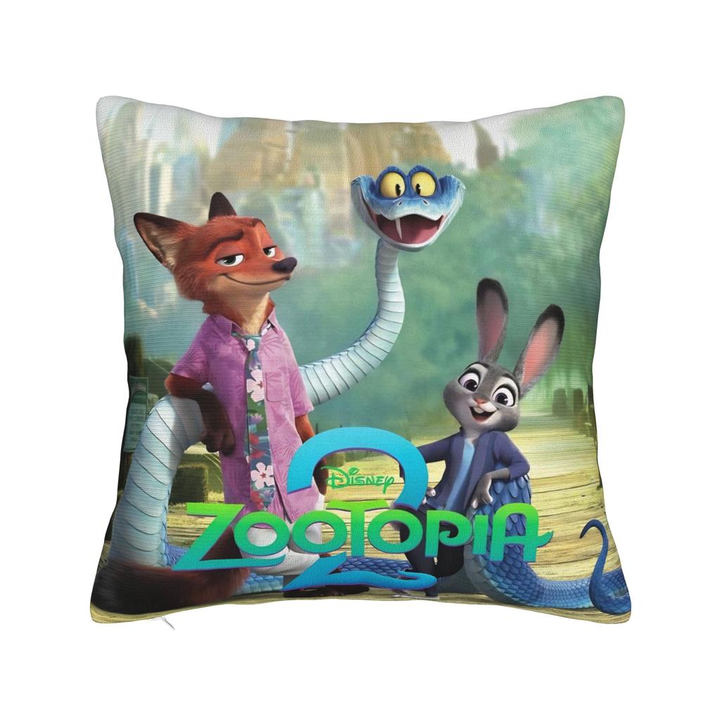 Zootopia 2 Animated Film Square Pillow Cases Buddy Cop Comedy Cushion Covers Creative Zipper Decor Pillowcase for Sofa 45*45cm