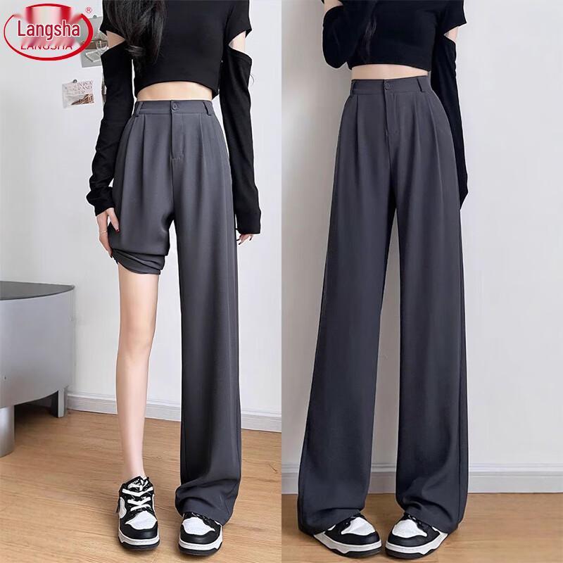 Langsha Women's High-Waist Drapey Wide-Leg Suit Pants