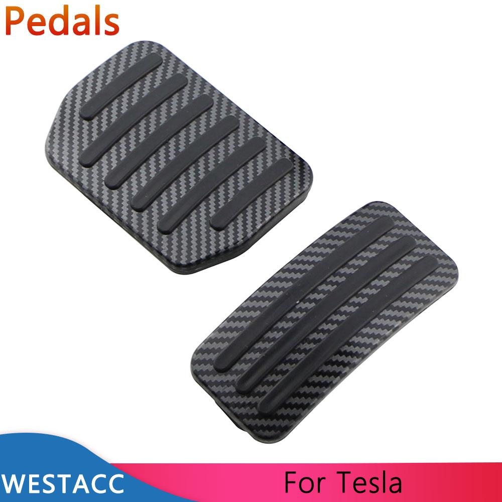 Carbon Fiber Car Pedals for Tesla Model 3 Model3 Model Y 2022 2023 Anti-Slip Accelerator Gas Brake Pedal Cover Pad