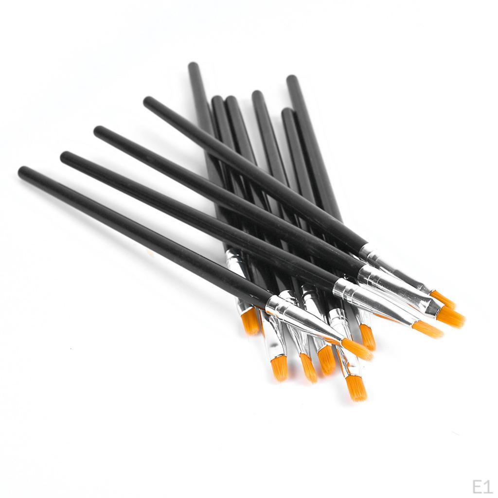 Set of 10 Pieces Synthetic Hair Paint Brushes, Black, for Acrylic, Oil and Watercolor Painting 4mm