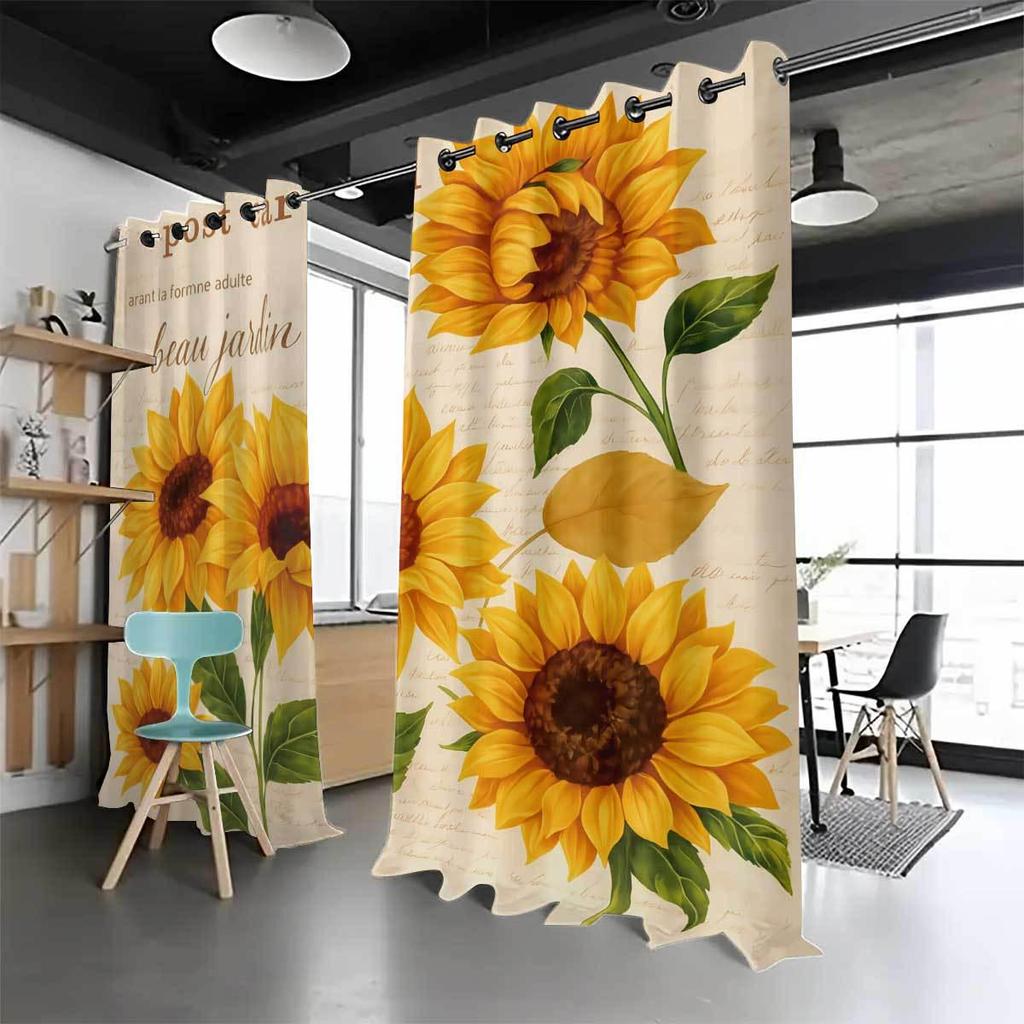Individuelle Sonnenblumen Verdunkelungsvorhänge - Hochpräziser Digitaldruck, Verdicktes Polyester, Sonnenschutz