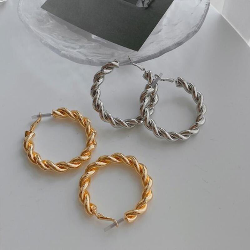 Sderin Damen Wellenohrringe Schlichter Lässiger Ring Verdreht