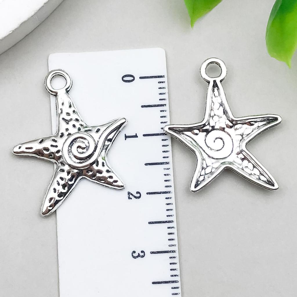 Antique Silver Ocean Starfish, Seahorse & Shark Pendant Charm for DIY Jewelry
