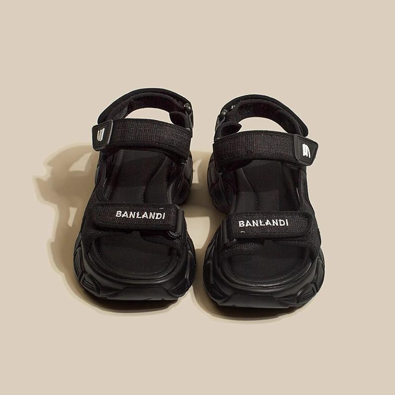 

Ruoji 2025 summer new thick-soled small fragrant style with fashionable and comfortable sports beach shoes sandals light 40 чёрный